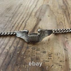 WWII Sterling Silver Bracelet Pilot Wing WW2 US Army Air Forces Sweetheart