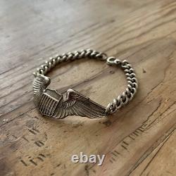 WWII Sterling Silver Bracelet Pilot Wing WW2 US Army Air Forces Sweetheart