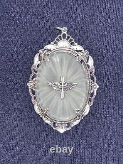 WWII Sterling Silver & Lalique Crystal Army Air Corp Pilots Sweetheart Pendant