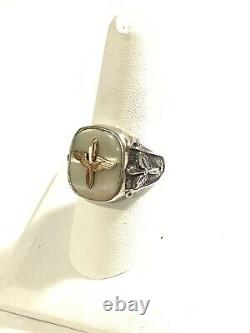 WWII Sterling Silver MOP Army Air Corps Ring Sz 9
