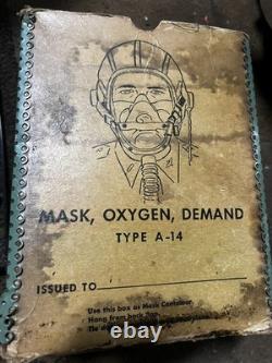 WWII Type A-14 Oxygen Mask MED Army Air Force AAF IN BOX NOS with manuals