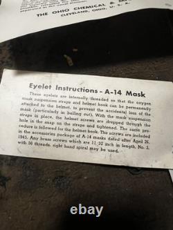 WWII Type A-14 Oxygen Mask MED Army Air Force AAF IN BOX NOS with manuals