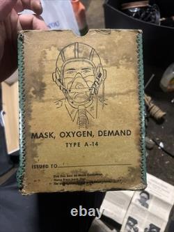 WWII Type A-14 Oxygen Mask MED Army Air Force AAF IN BOX NOS with manuals