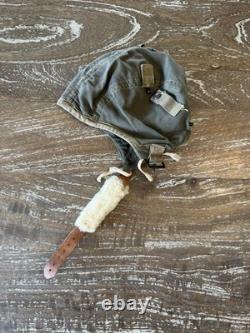 WWII USAAF A-9 Flight Cap Helmet Liner Army Air Forces Pilot Hat Vintage