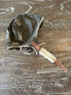 WWII USAAF A-9 Flight Cap Helmet Liner Army Air Forces Pilot Hat Vintage