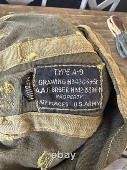 WWII USAAF A-9 Flight Cap Helmet Liner Army Air Forces Pilot Hat Vintage