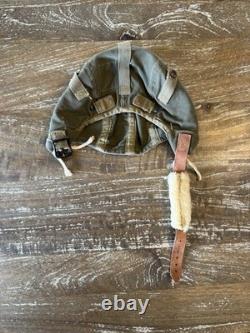 WWII USAAF A-9 Flight Cap Helmet Liner Army Air Forces Pilot Hat Vintage