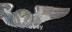WWII USAAF Army Air Force Aircrew Badge Wings Sterling 3 Inch Pin-Back Early