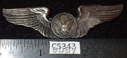 WWII USAAF Army Air Force Aircrew Badge Wings Sterling 3 Inch Pin-Back Early
