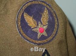 WWII USAAF Army Air Force Ike Jacket Bullion Wings Patch Wolf Brown Ribbon Bar