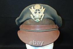 WWII USAAF Army Air Force Officers Service Visor Hat Crusher Wimbledon RARE