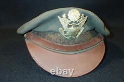 WWII USAAF Army Air Force Officers Service Visor Hat Crusher Wimbledon RARE