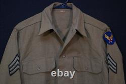 WWII USAAF Army Air Force Radio Specialist Sergeant OD Gas Flap Wool Shirt 15x32