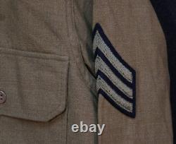 WWII USAAF Army Air Force Radio Specialist Sergeant OD Gas Flap Wool Shirt 15x32