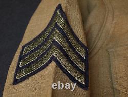 WWII USAAF Army Air Force Radio Specialist Sergeant OD Gas Flap Wool Shirt 15x32
