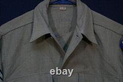 WWII USAAF Army Air Force Radio Specialist Sergeant OD Gas Flap Wool Shirt 15x32