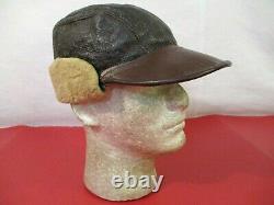 WWII USAAF Army Air Force Type B-2 Leather Shearling Flying Cap Sz 7 1/4 XLNT