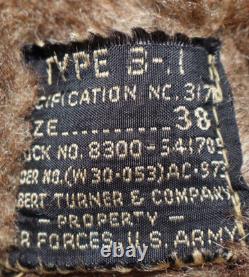 WWII USAAF Army Air Forces TYPE B-11 Heavy Coat Parka Size 38'Bert Turner Co