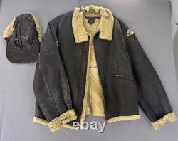 WWII USAAF D-1 Shearling Jacket Werber 1943 + 1942 Flight Cap Display Set