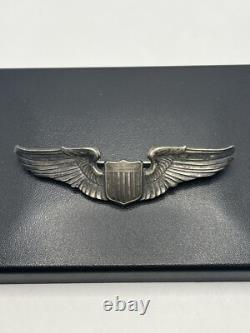 WWII USAAF Military Army Air Force Pilot wings sterling silver brooch pin