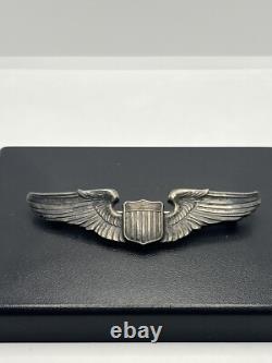 WWII USAAF Military Army Air Force Pilot wings sterling silver brooch pin