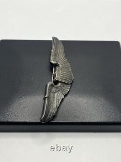 WWII USAAF Military Army Air Force Pilot wings sterling silver brooch pin