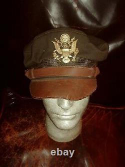 WWII USAAF Pilot Officer 50 Mission crusher cap hat B-17 B-24 ARMY AIR CORPS