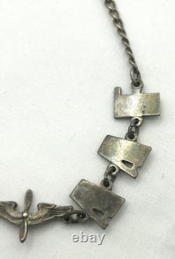 WWII USAAF Sterling Sweetheart Bracelet 7 Army Air Force Silver Patina 1940s