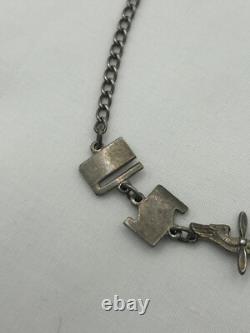 WWII USAAF Sterling Sweetheart Bracelet 7 Army Air Force Silver Patina 1940s