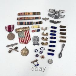 WWII USAAF U. S. Army Air Force Pilot Flight Wings Ribbon Bars Various Pins LOT