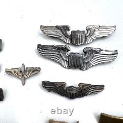 WWII USAAF U. S. Army Air Force Pilot Flight Wings Ribbon Bars Various Pins LOT