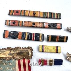 WWII USAAF U. S. Army Air Force Pilot Flight Wings Ribbon Bars Various Pins LOT