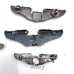 WWII USAAF U. S. Army Air Force Pilot Flight Wings Ribbon Bars Various Pins LOT
