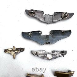 WWII USAAF U. S. Army Air Force Pilot Flight Wings Ribbon Bars Various Pins LOT