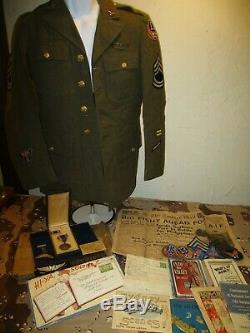 WWII US 13th Army Air Force Gunners Uniform Medal Paperwork Grouping Named