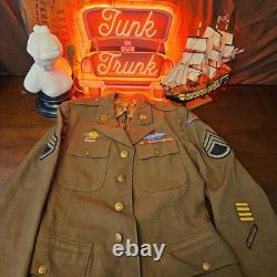 WWII US 7th Army bullion patch Staff SGT JACKET Sterling Pin Infantry Air Force