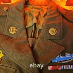 WWII US 7th Army bullion patch Staff SGT JACKET Sterling Pin Infantry Air Force