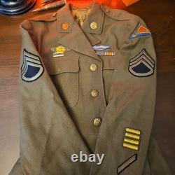 WWII US 7th Army bullion patch Staff SGT JACKET Sterling Pin Infantry Air Force