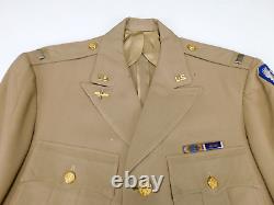 WWII US 9th Army Air Corps Officer Jacket 42 Tropical Khaki Uniform Coat Ribbons
