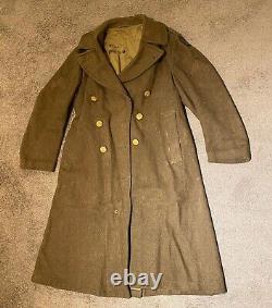 WWII US ARMY AIR CORPS M1938 GREATCOAT OVERCOAT- MEDIUM 40R, & 1944 Train Sched