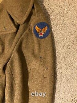 WWII US ARMY AIR CORPS M1938 GREATCOAT OVERCOAT- MEDIUM 40R, & 1944 Train Sched