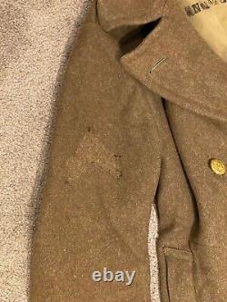 WWII US ARMY AIR CORPS M1938 GREATCOAT OVERCOAT- MEDIUM 40R, & 1944 Train Sched