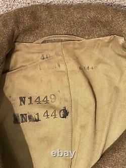 WWII US ARMY AIR CORPS M1938 GREATCOAT OVERCOAT- MEDIUM 40R, & 1944 Train Sched