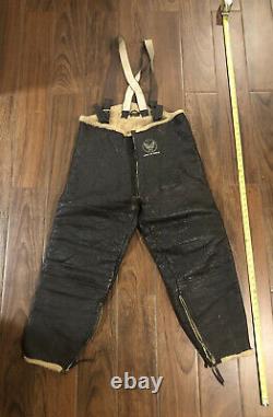 WWII US ARMY AIR FORCE FLIGHT PANTS SHEEPSKIN Leather Shearling Bomber Trousers