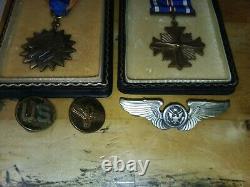 WWII US Army AC Distinguished Flying Cross with pin and Air Medal Lot Signed