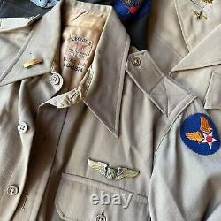 WWII US Army Air Corp Named Pilot Uniform Group 3 Sterling Wings Bullion Patches