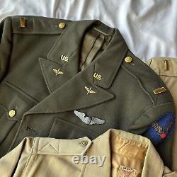 WWII US Army Air Corp Named Pilot Uniform Group 3 Sterling Wings Bullion Patches