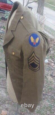 WWII US Army Air Corps 4 Pocket Jacket Size 36l Boullion Bullion Patch Laundry #
