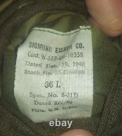 WWII US Army Air Corps 4 Pocket Jacket Size 36l Boullion Bullion Patch Laundry #