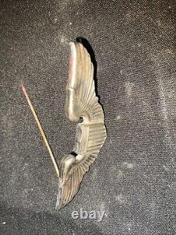 WWII US Army Air Corps Air Force Sterling Silver Pilot 3 Wings Pin